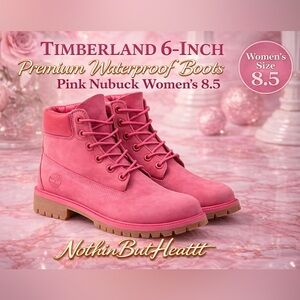 Timberland 6-Inch Premium Waterproof Boots Pink Nubuck Women’s 8.5